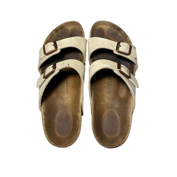 Birkenstock Arizona Sandals | Beige Suede + Cork | EU 38–39 | Measured | EUC - Picture 1 of 10